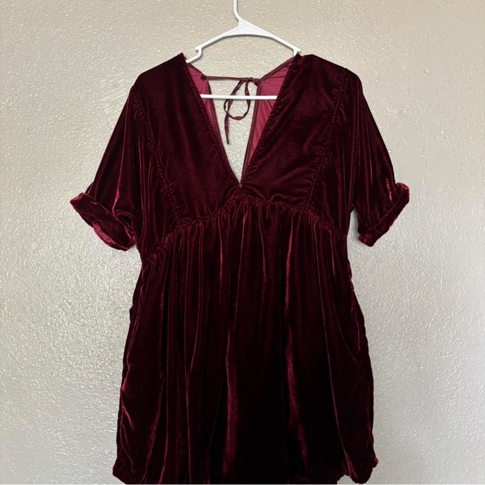 Free People Burgundy Velvet Dress